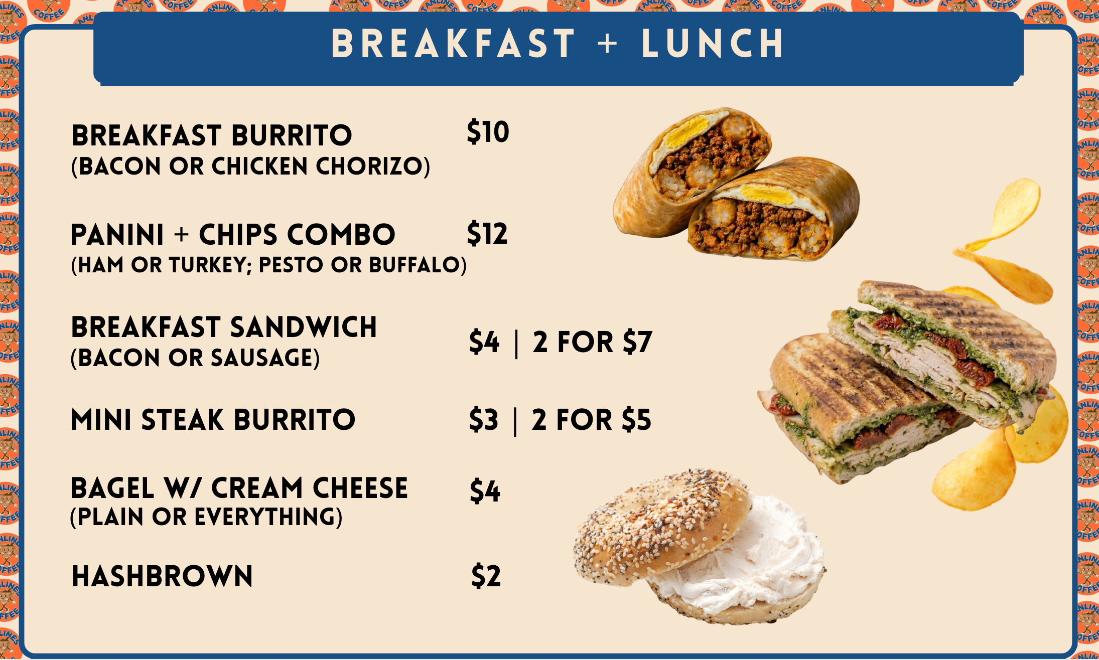 Tanlines Coffee Food Menu