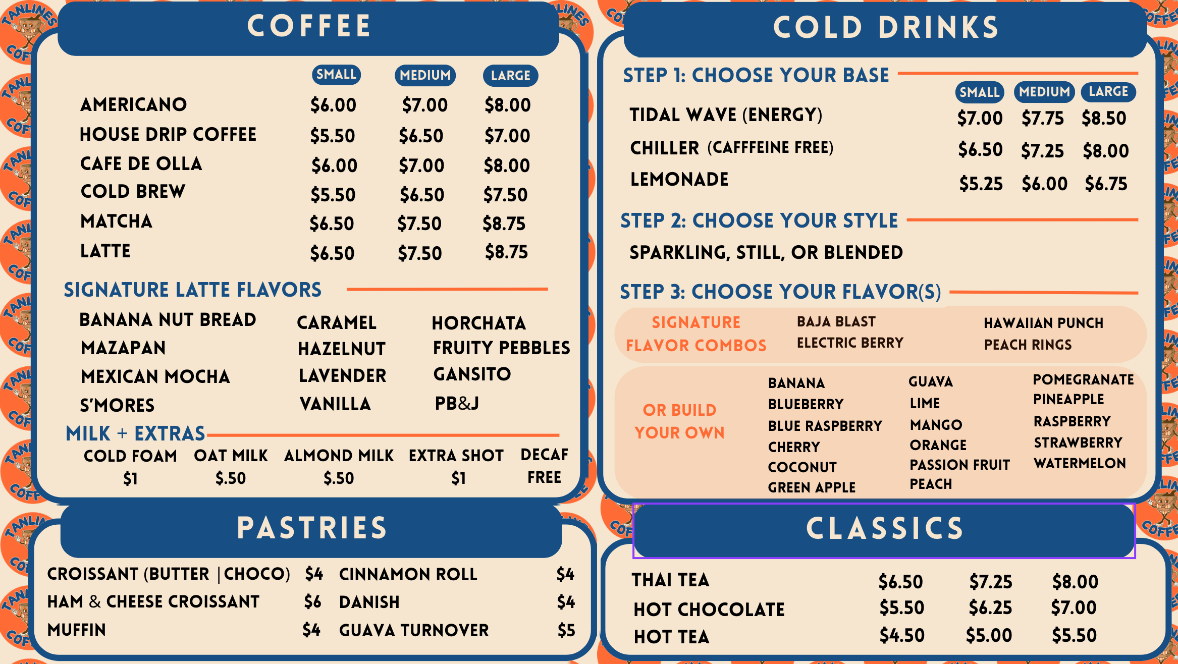 Tanlines Coffee Menu